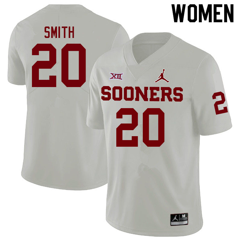Women #20 Clayton Smith Oklahoma Sooners College Football Jerseys Sale-White - Click Image to Close